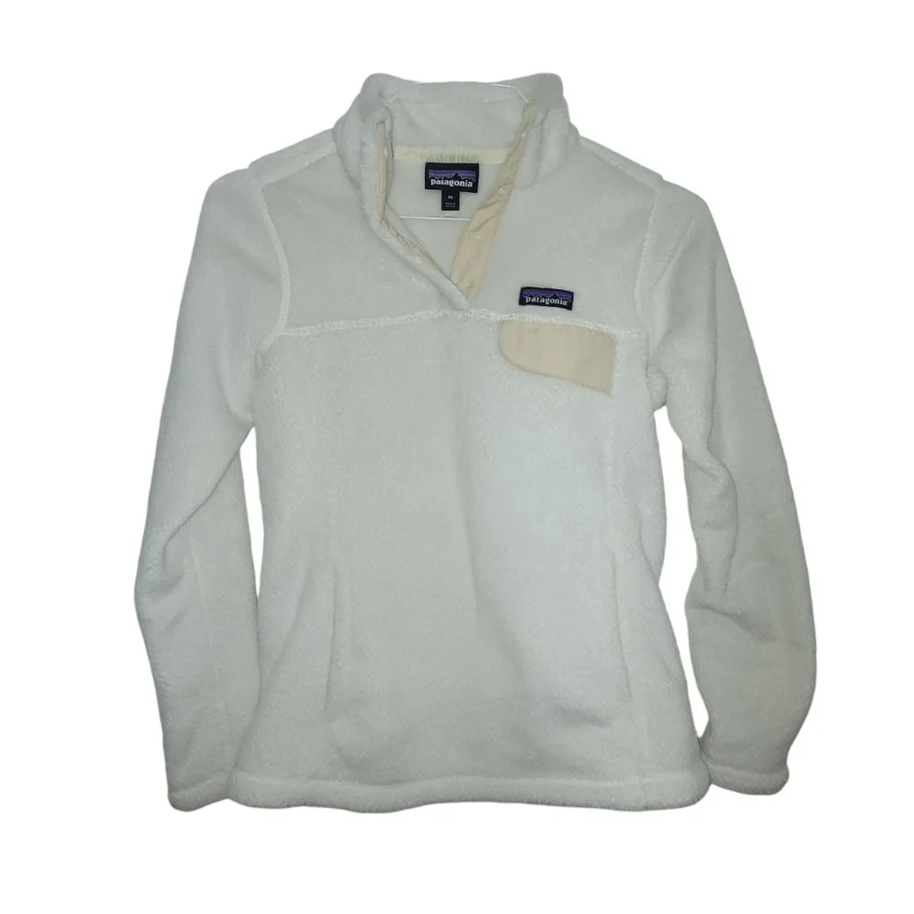 Women's Patagonia Off-White Fleece Snap-T Pullover Sweatshirt XS - Picture 2 of 7